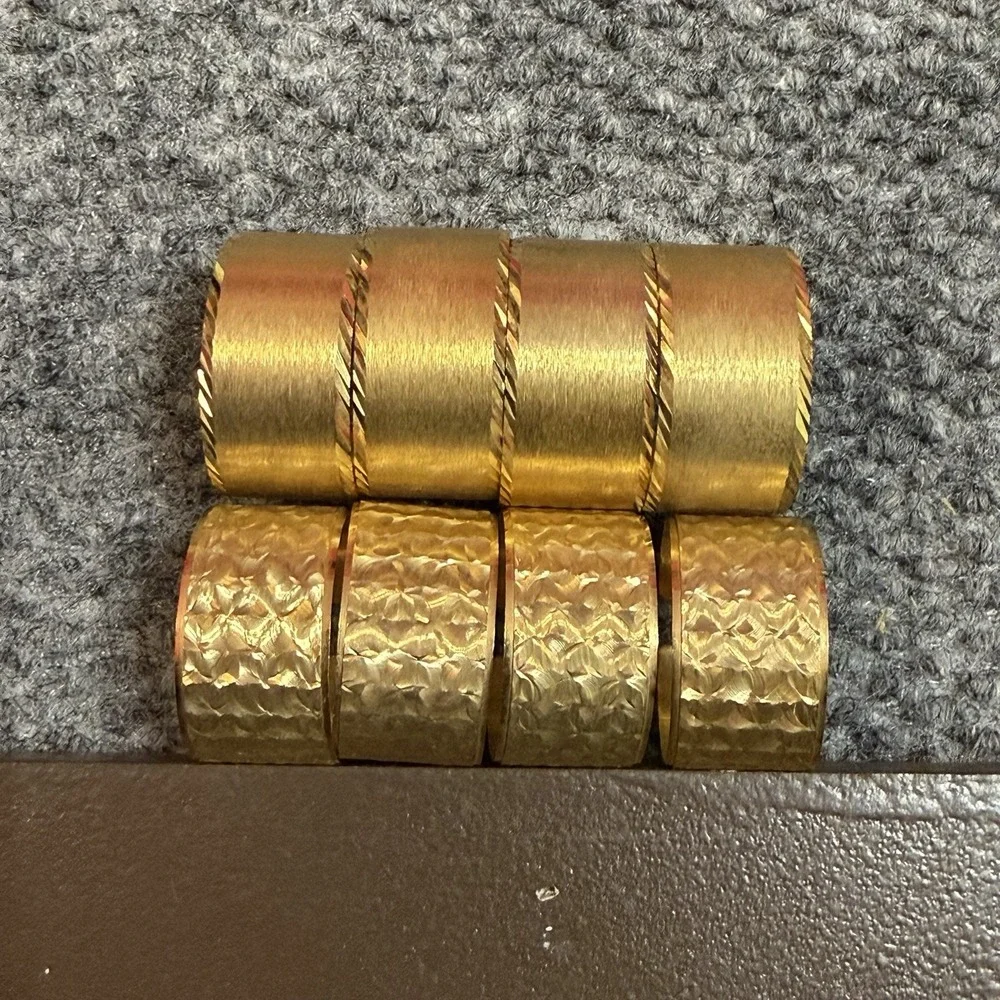 Lot of 8Gold Tone Modern Metal Napkin Rings (Weddings, Events, Daily) Adjustable